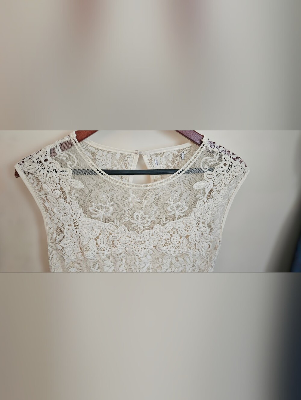 Vintage Cream Lace Mini Dress - Picture 2 of 7